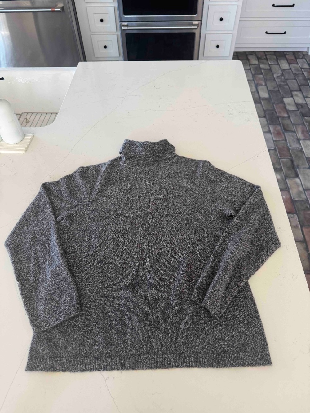 Garnet Hill Essential Cashmere Turtleneck Sweater Gray Heather Sz L